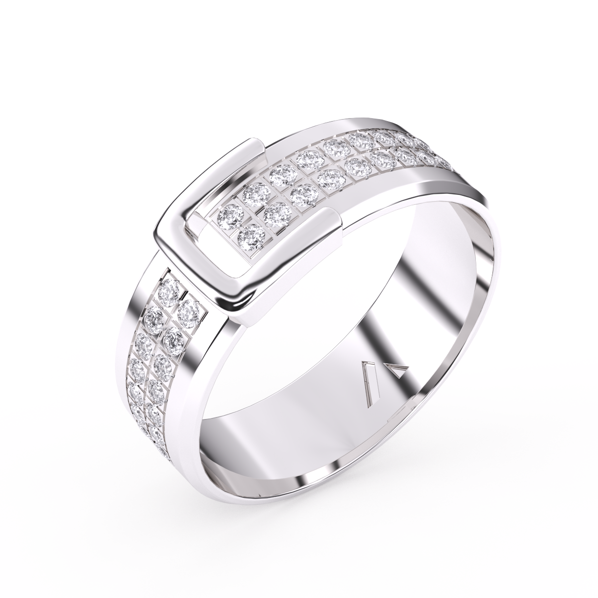 Colorless Diamond Buckle Ring for Men